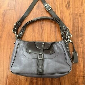 Vintage Gryson Leather Bag Purple Two Tone Removable Strap Italy 11x7.5 Plz See